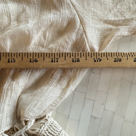 Boho Cream Crochet Semi Sheer Long Tie Cardigan Hippie Western Festival Sz S/M - Picture 4 of 6